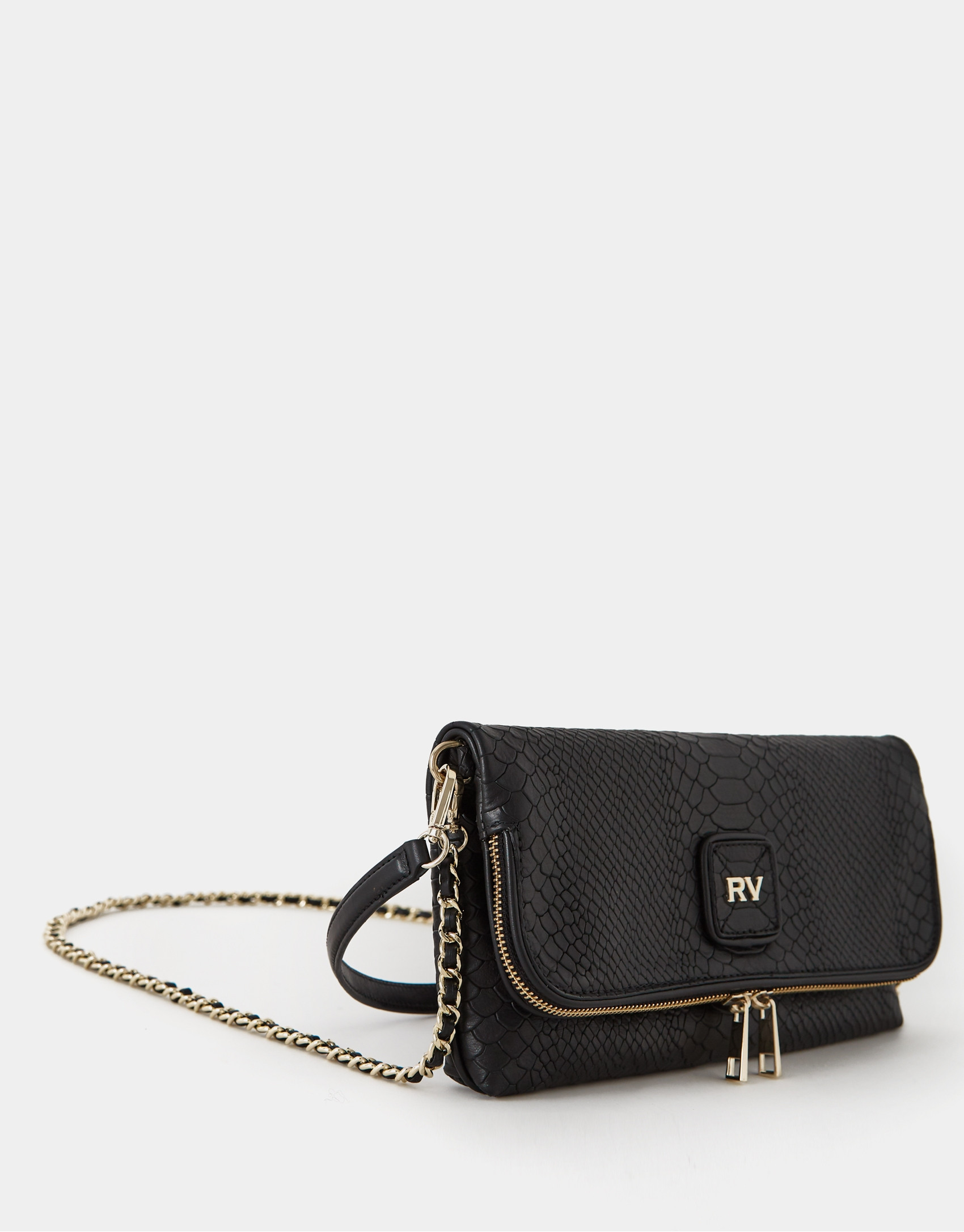 Black Martina embossed snakeskin leather bag | Roberto Verino