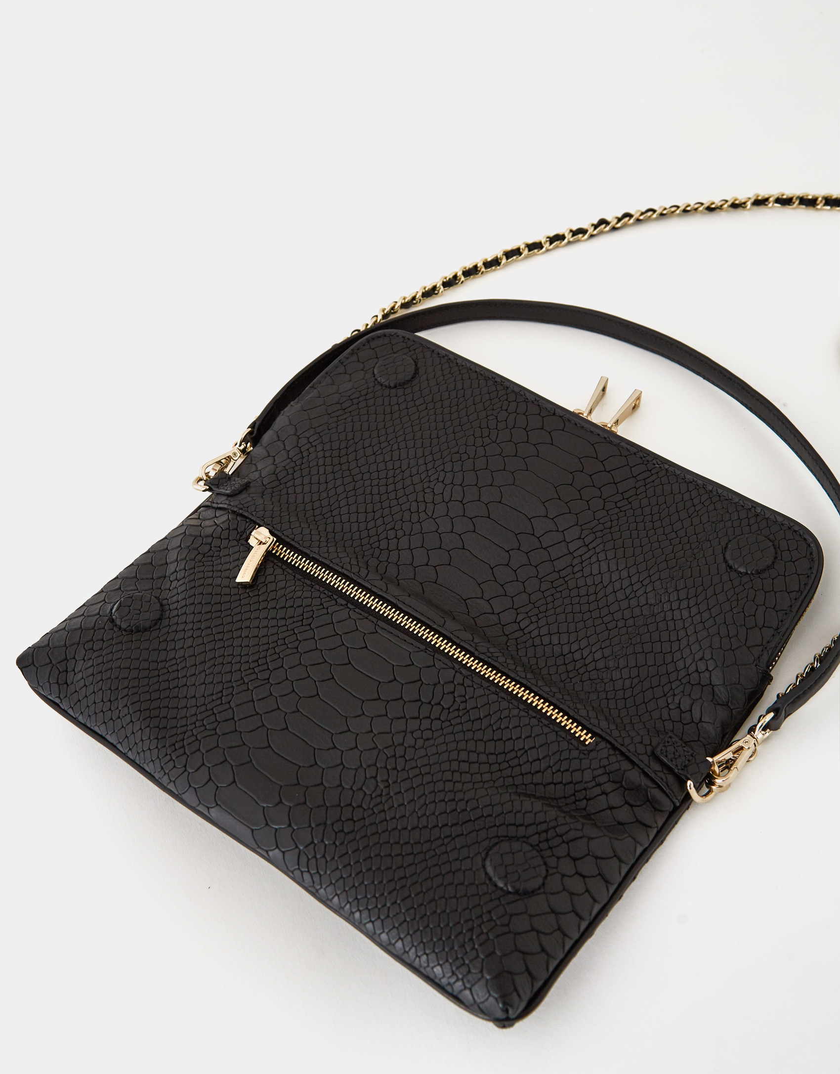 Bolso Martina piel grabado serpiente negro | Roberto Verino
