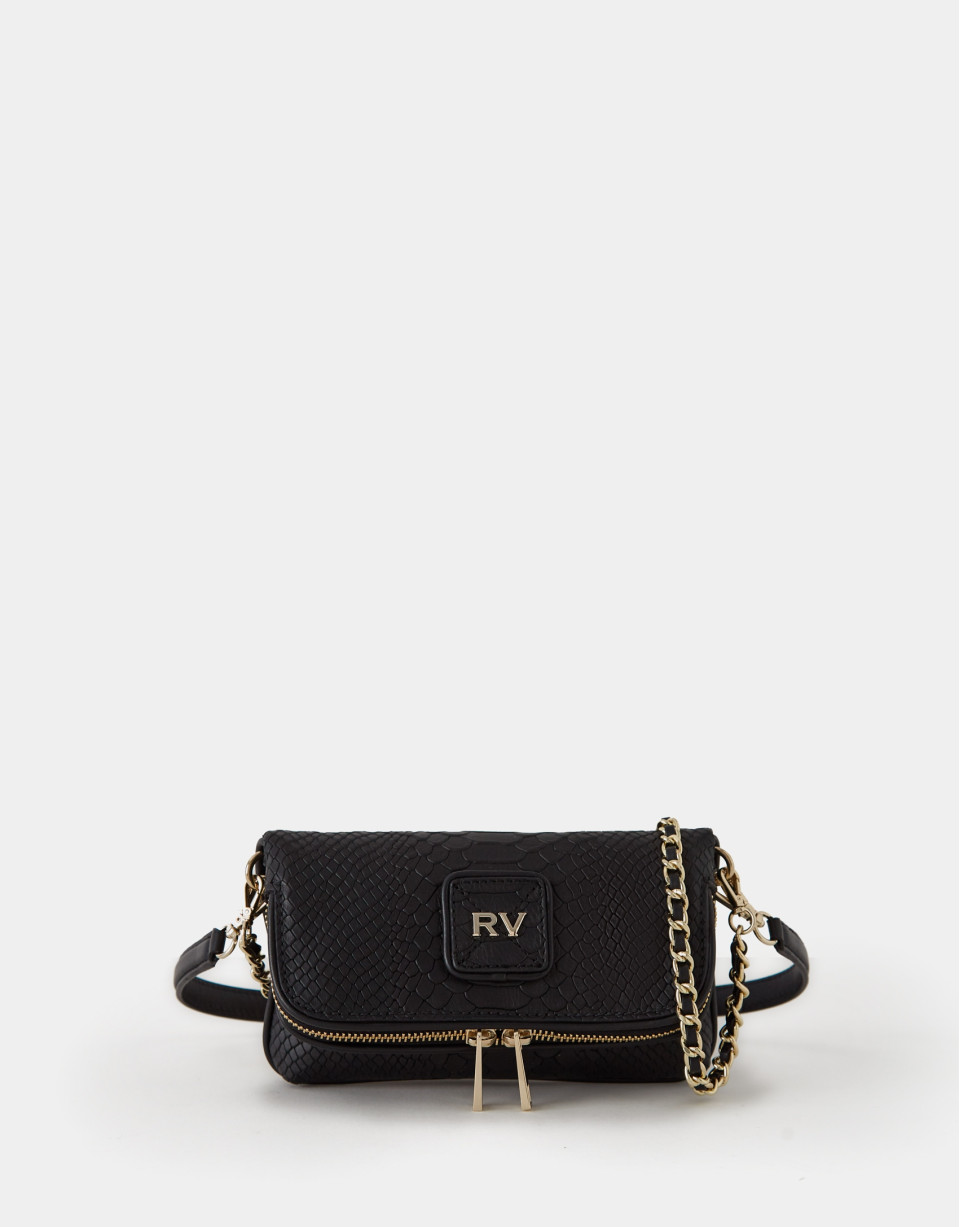 Black Mini Martina snakeskin print bag - Woman | Roberto Verino