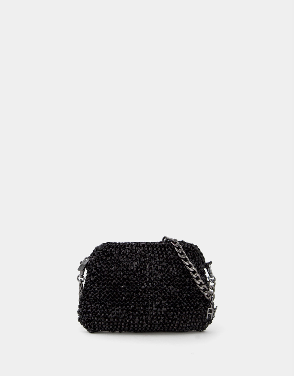 Black hand- braided Devyn shoulder bag - AW2023 | Roberto Verino
