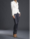 Blazer crema terciopelo bolsillos