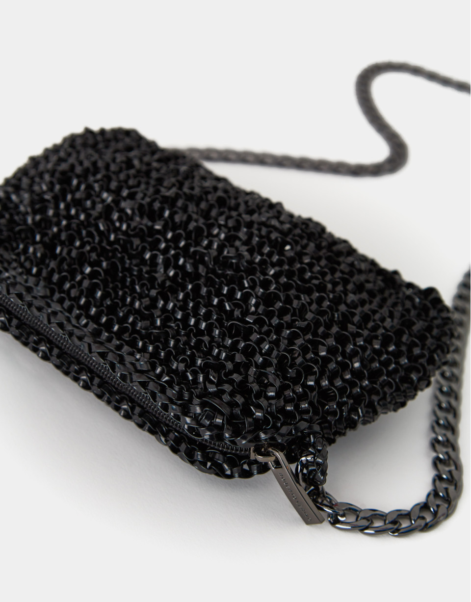 Black hand- braided Devyn shoulder bag - AW2023 | Roberto Verino