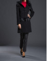 Black fantasy duffle coat with hood 