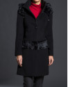 Black fantasy duffle coat with hood 