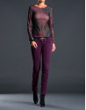 Aubergine and black print t-shirt 