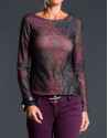 Aubergine and black print t-shirt 