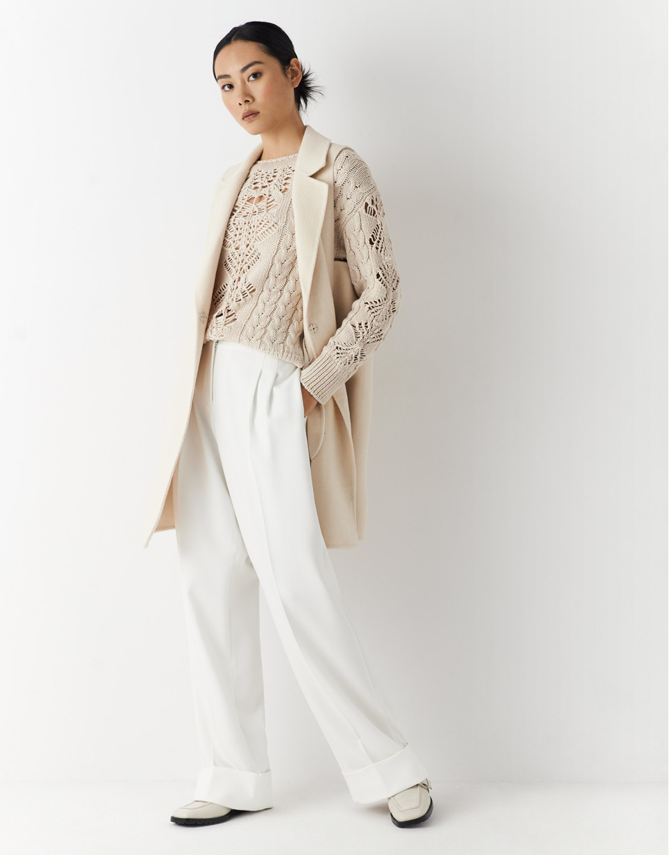 Long beige vest with lapels - AW2022 | Roberto Verino