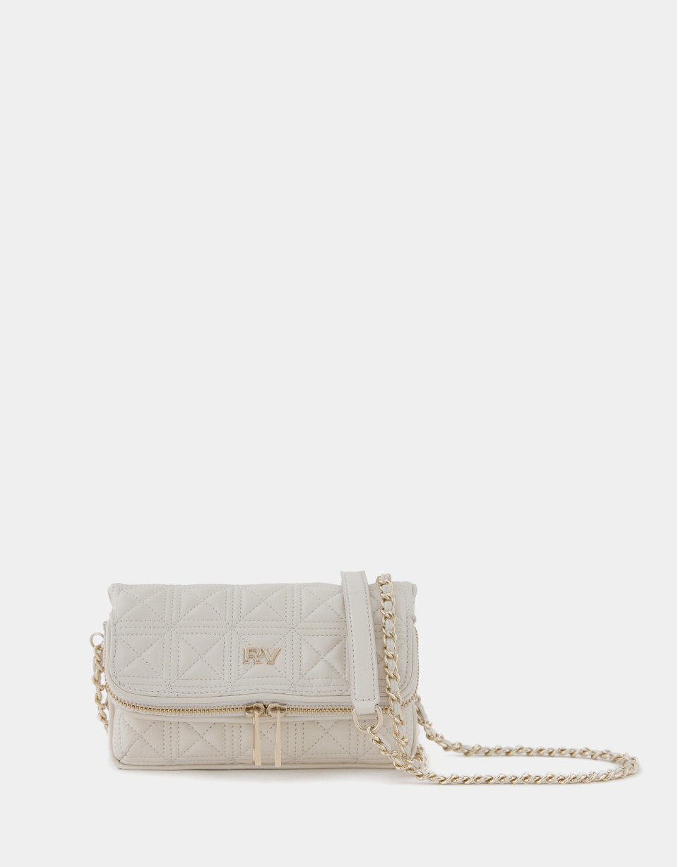 Bolso bandolera Martina Duplo Mini piel acolchada beige