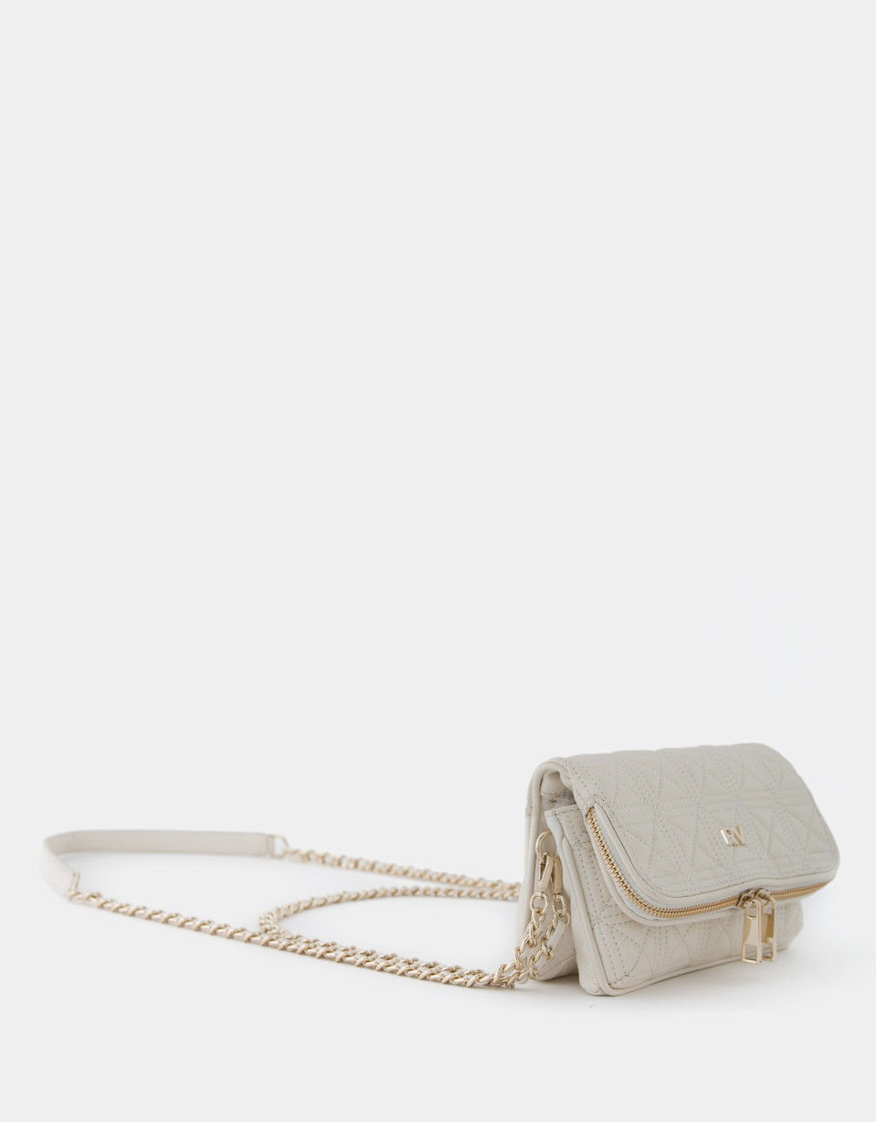 Bolso bandolera Martina Duplo Mini piel acolchada beige
