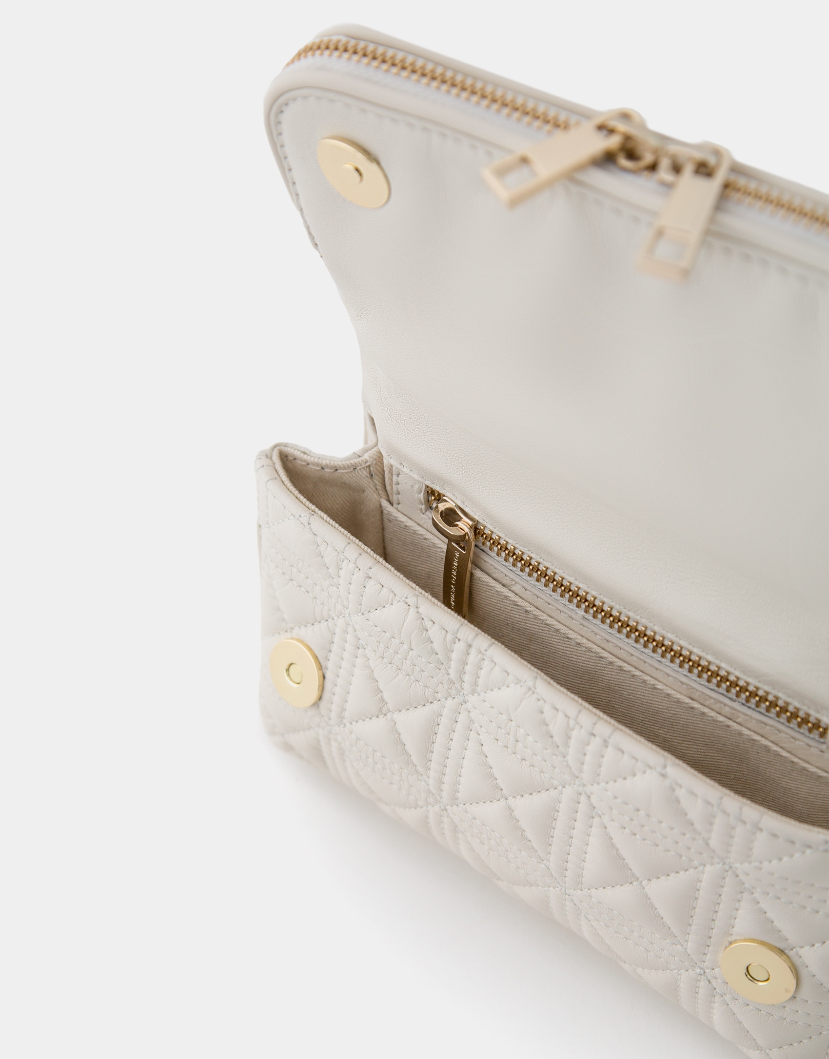 Bolso bandolera Martina Duplo Mini piel acolchada beige