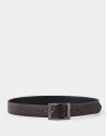 Reversible brown and black textured leather belt