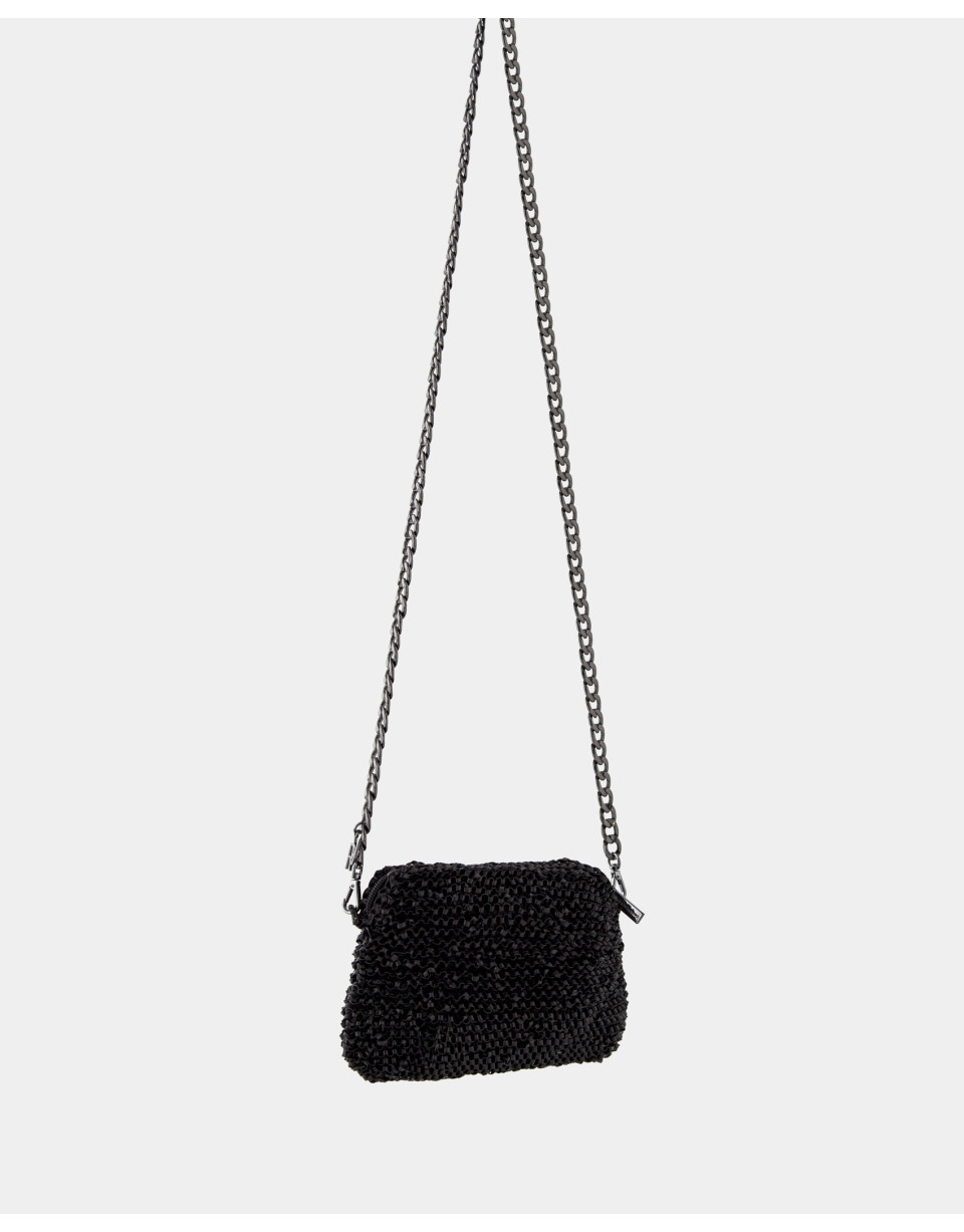 Black hand- braided Devyn shoulder bag - AW2023 | Roberto Verino