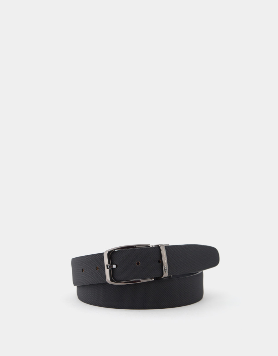 Reversible black and navy blue textured ... | Roberto Verino