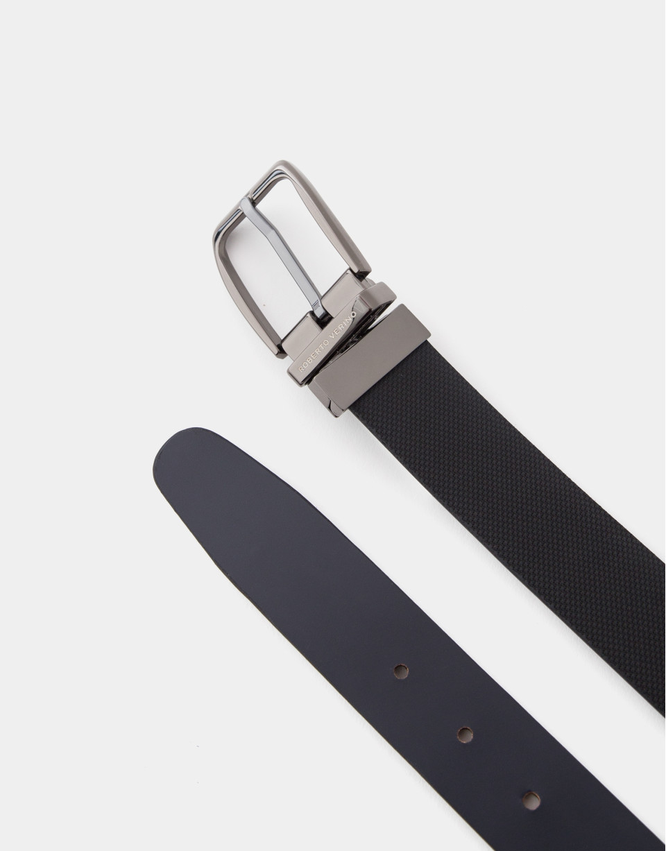 Reversible black and navy blue textured ... | Roberto Verino