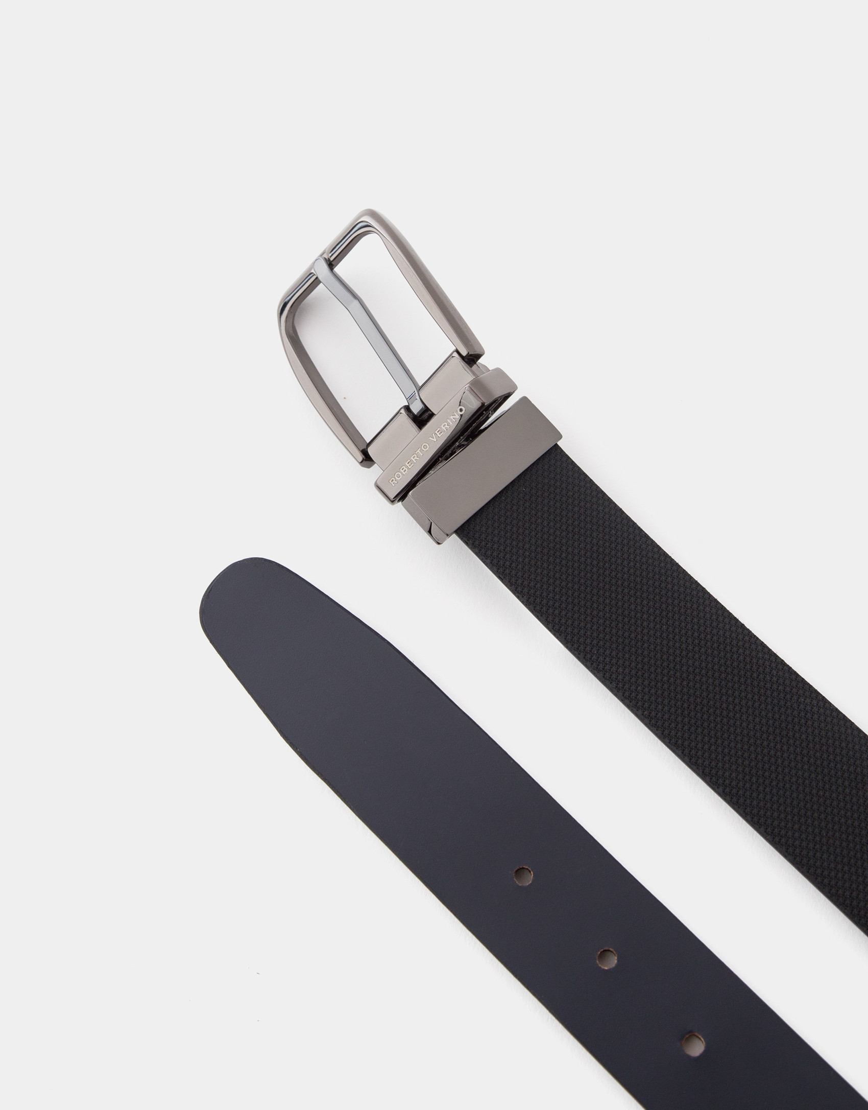 Reversible black and navy blue textured ... | Roberto Verino