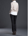 Chaqueta punto beige pasamanería