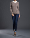 Knit sweater with pearl collar
