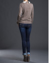 Knit sweater with pearl collar