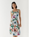 Vestido sisas crepé blanco estampado floral | Roberto Verino