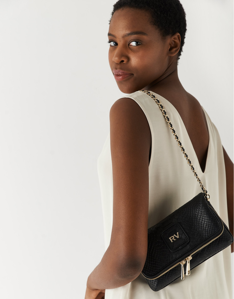 Black Mini Martina snakeskin print bag