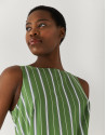 Vestido con volante algodón rayas verde/blanco