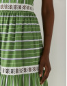 Vestido con volante algodón rayas verde/blanco