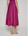 Bougainvillea taffeta midi skirt with buttons