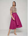Bougainvillea taffeta midi skirt with buttons