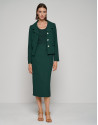 Falda recta midi crepé verde oscuro - Mujer | Roberto Verino