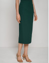 Falda recta midi crepé verde oscuro - Mujer | Roberto Verino