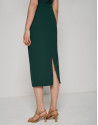 Falda recta midi crepé verde oscuro - Mujer | Roberto Verino