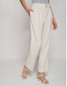 Ecru straight crepe pants with darts - Woman | Roberto Verino