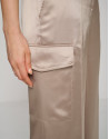 Pantalón ancho estilo cargo satén visón - Mujer | Roberto Verino
