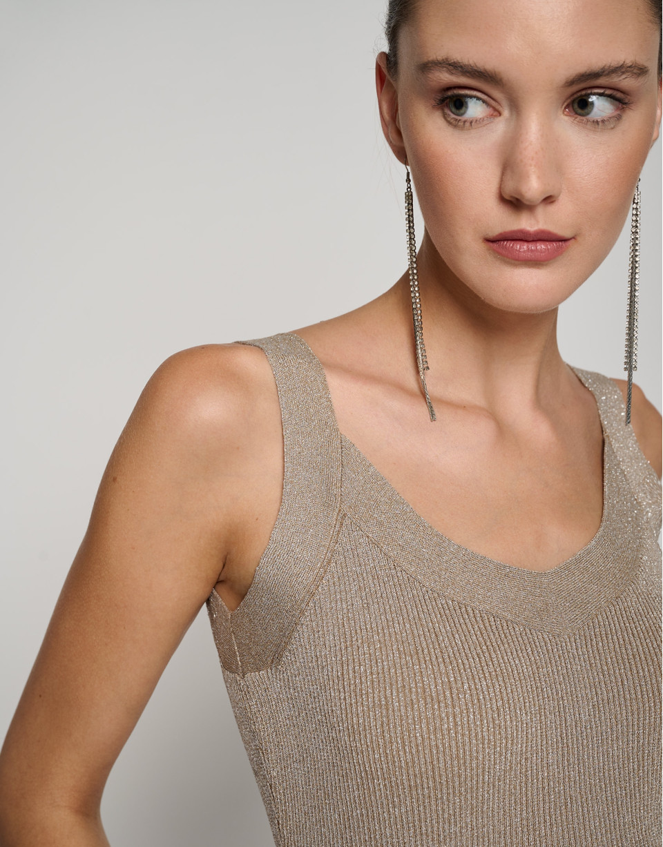 Knit halter top with gold glitter - Woman | Roberto Verino