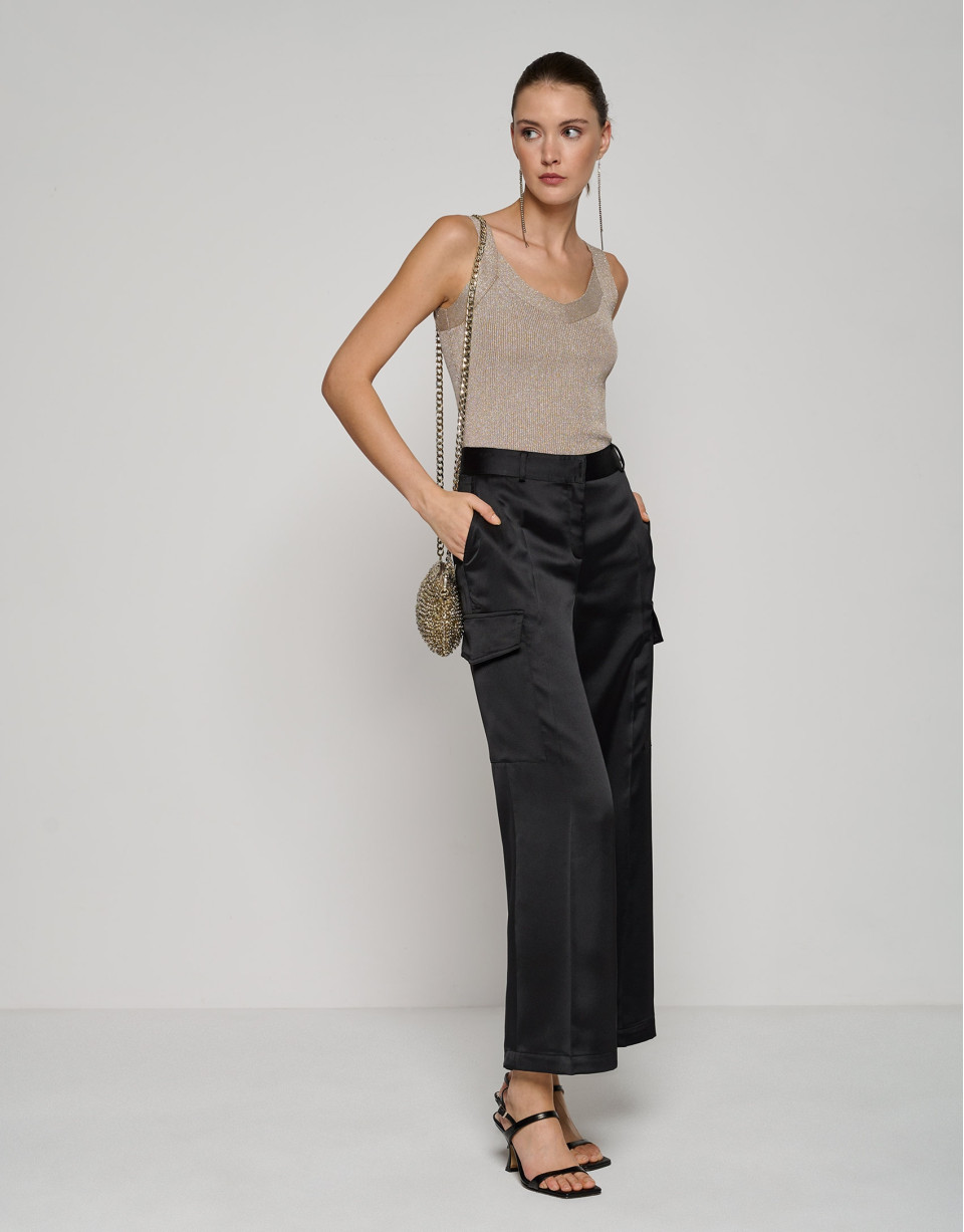 Knit halter top with gold glitter - Woman | Roberto Verino