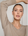 Knit sweater with gold glitter and V-neck | Roberto Verino