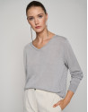 Knit sweater with silver glitter and V-neck | Roberto Verino