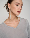 Knit sweater with silver glitter and V-neck | Roberto Verino