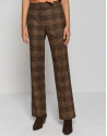 Brown glen plaid straight tailored pants | Roberto Verino