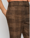 Brown glen plaid straight tailored pants | Roberto Verino
