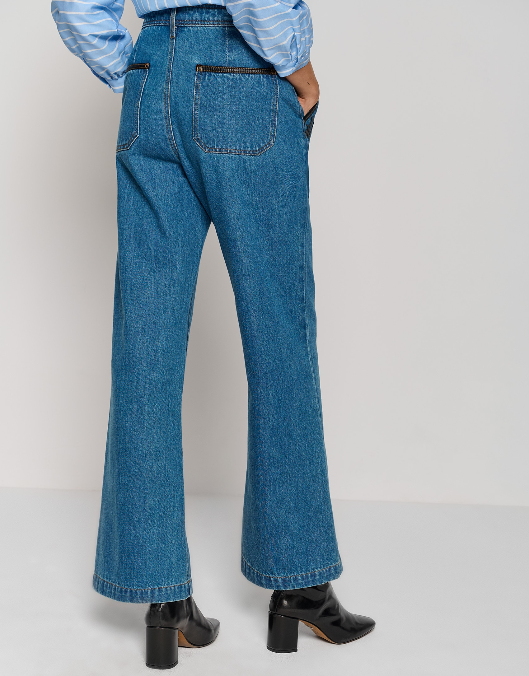 Pantalón ancho 4 bolsillos denim azul - Mujer | Roberto Verino