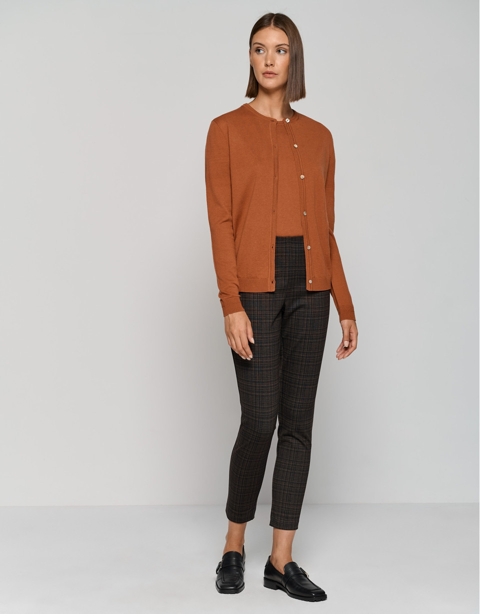 Camel tartan plaid leggings - Woman - AW2023 | Roberto Verino