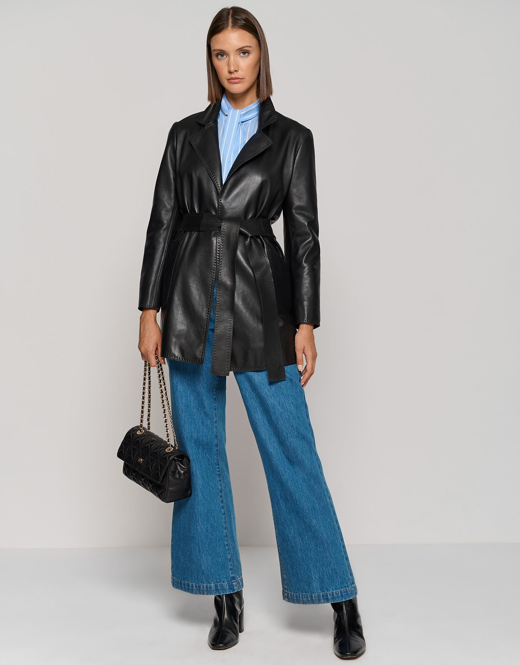 Pantalón ancho 4 bolsillos denim azul - Mujer | Roberto Verino