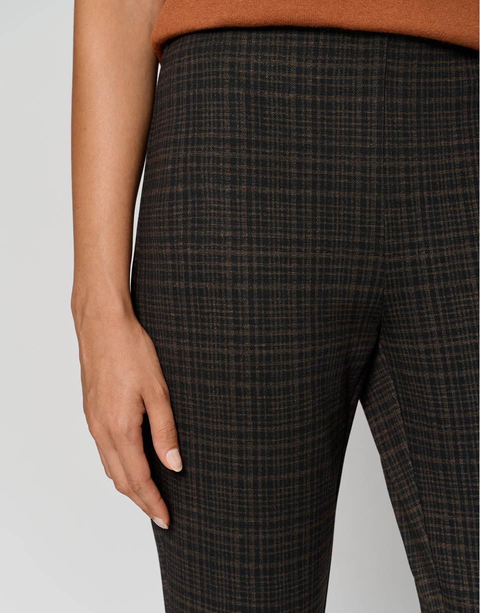 Camel tartan plaid leggings - Woman - AW2023 | Roberto Verino
