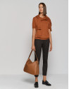 Camel tartan plaid leggings - Woman - AW2023 | Roberto Verino