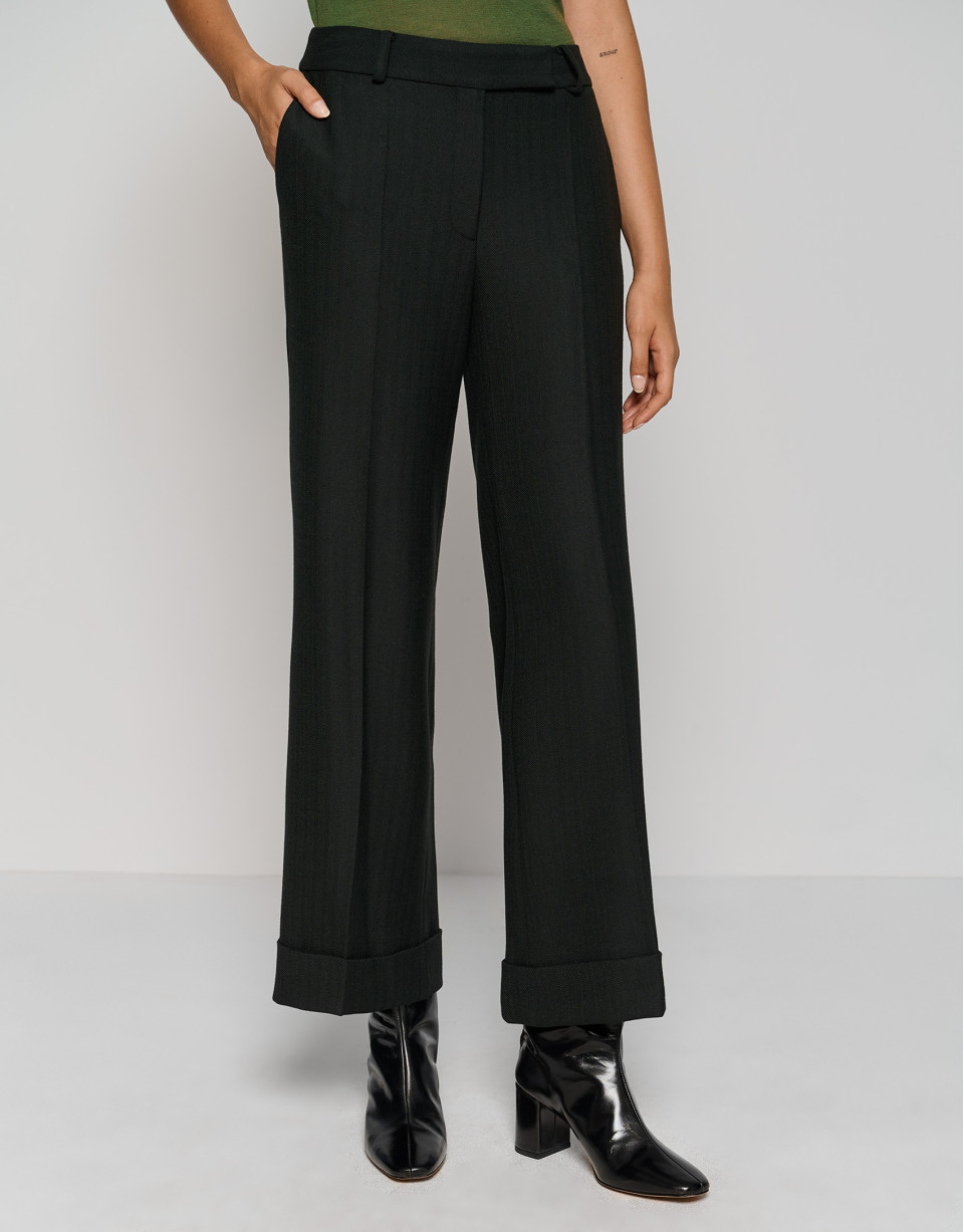 Green herringbone tailored pants - Woman | Roberto Verino