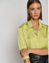 Green satiny-finish shirt - Woman - AW2023 | Roberto Verino