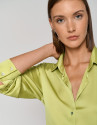Green satiny-finish shirt - Woman - AW2023 | Roberto Verino
