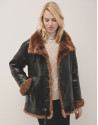 Chaqueta piel doble faz marrón oscuro - Mujer | Roberto Verino