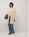 Long ecru alpaca fur and wool coat - Woman | Roberto Verino